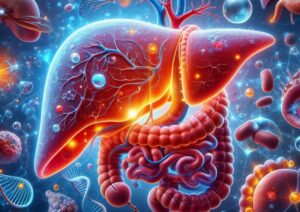 Leber, Gastro-intestinaltrakt in bunter Farbe gestaltet
